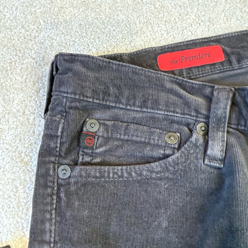 AG Adriano Goldschmied Black Charcoal Velvet Corduroy Straight Leg Pants Size 25 - Picture 8 of 16